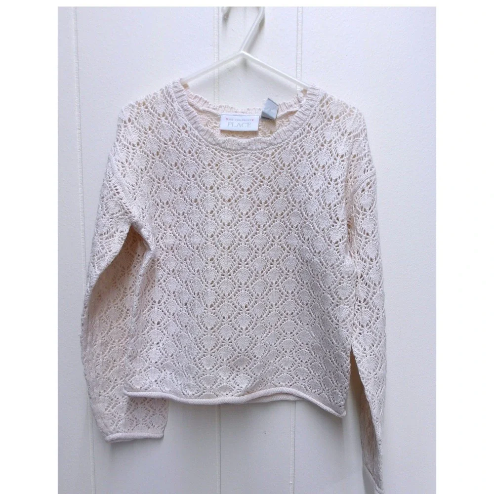The Childrens Place Girls Cream Pointelle Knit Sweater Pullover Kids‎ 5T /#26584